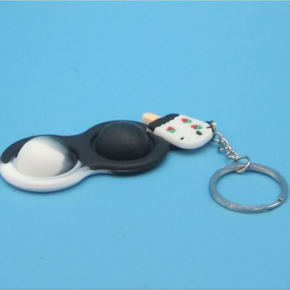 💥5/$10💥Black white Ice cream strawberry bar keychain 🍓🍦🍫 NWOT